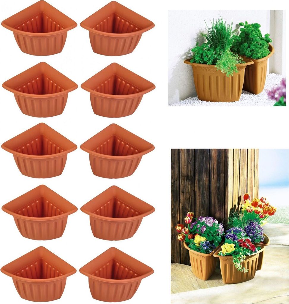 10x Eck-Blumentopf Terrakotta Pflanztopf Blumenkübel Pflanzkübel Pflanzgefäß