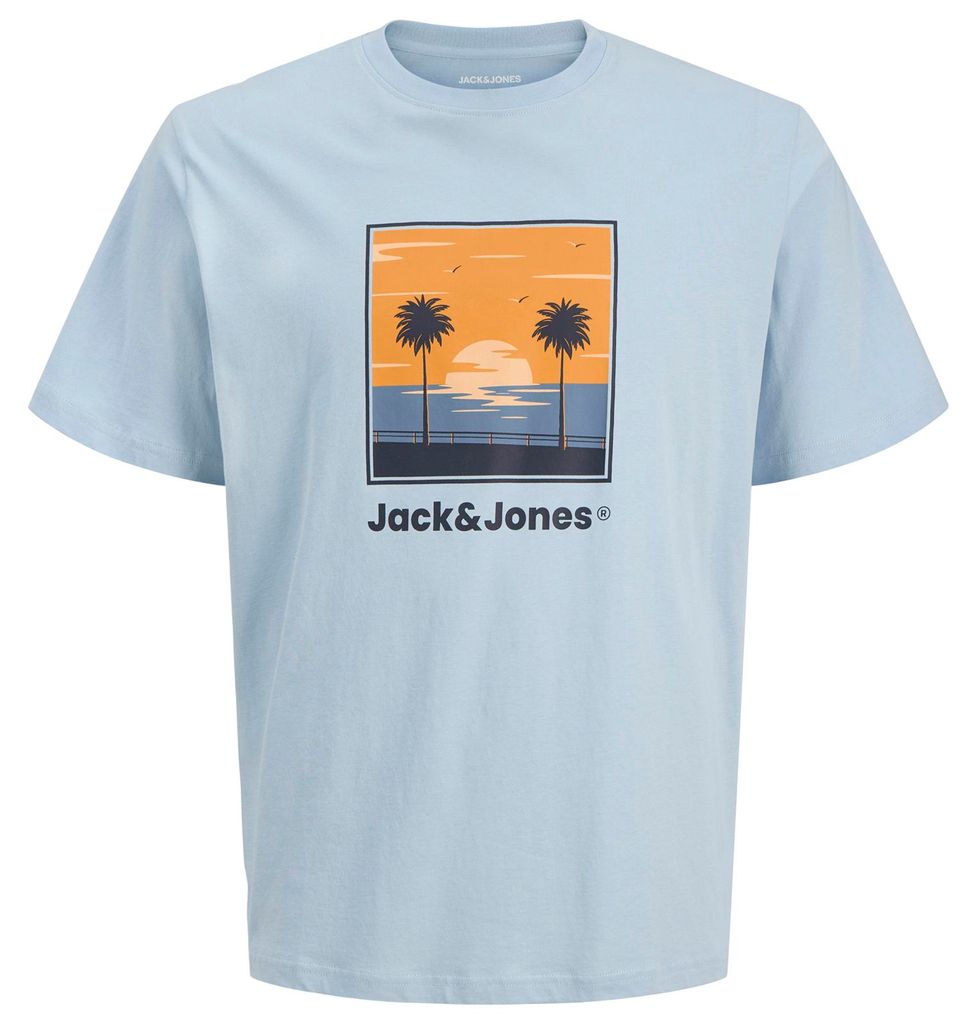Jack&Jones Übergröße T-Shirt Print hellblau JJPERRY