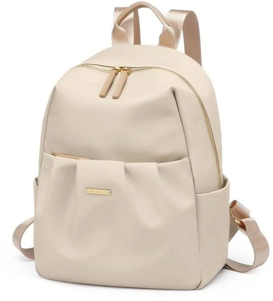 Sac à dos femme élégant abricot en matière légère, design minimaliste