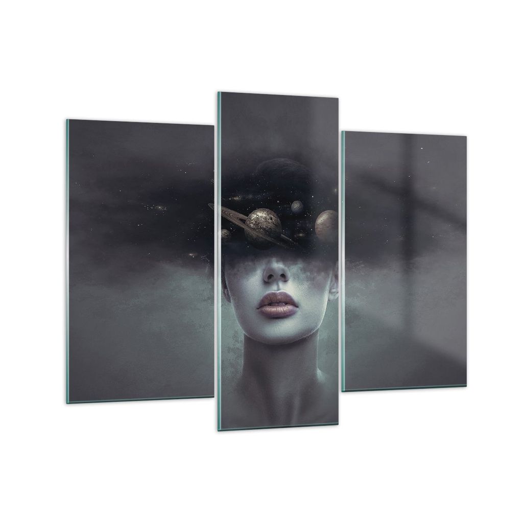 Bilder auf glas - 3 Teile - Quinoa Frau Gesicht - 130x100cm - Glasbilder - Wandbilder - Bilder - zum Aufhängen bereit - Wanddekoration aus Glas - ...