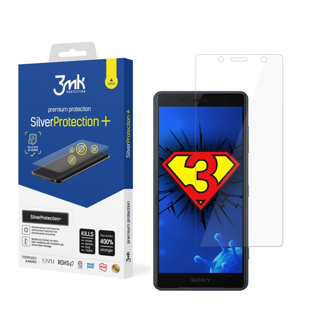 3mk Display Antimikrobielle Schutzfolie SilverProtection+ für Sony Xperia XZ2 Compact 0,21mm Self-Heal