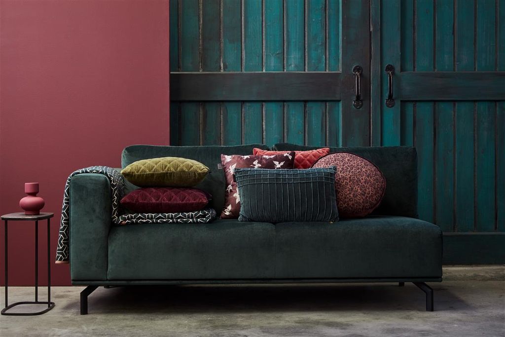 KAAT Amsterdam Baumwollsamt Dekokissen Vercors Olive Green 43X43 43 x 43 cm 1 Zierkissen Olivgrün