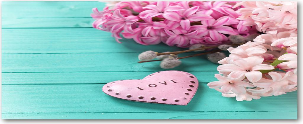 Tulup Leinwandbild - 125x50 cm - Wandkunst - Drucke auf Leinwand - Leinwanddruck - Blumen & Pflanzen - Rosa - Flieder Herz