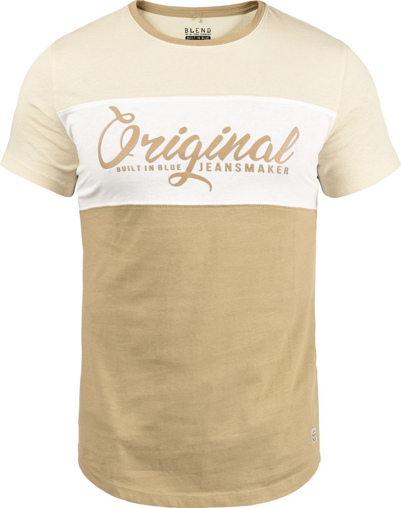 BLEND BHNero Herren T-Shirt Kurzarm Shirt Print mit Streifen und Rundhalsausschnitt