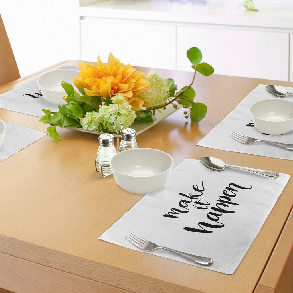 ABAKUHAUS Motivierend Platzmatten, Kalligraphie-Kunst für Achievement und Bestimmung Inspirational Life Message, Tiscjdeco aus Farbfesten Stoff f...
