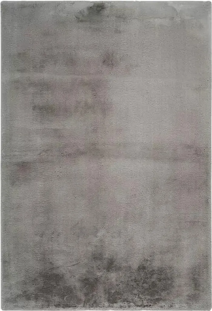 Tapis 170x120 cm 100% polyester aspect fourrure douce gris-marron