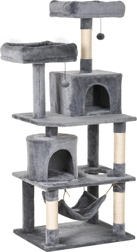 Arbre à chat Fortuna Lai 145 cm avec niche et griffoirs en sisal naturel