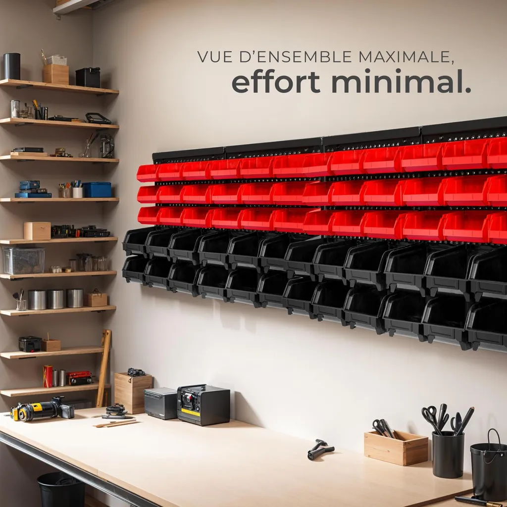Système de rangement mural à bacs empilables - Lot de 2 robuste - 7