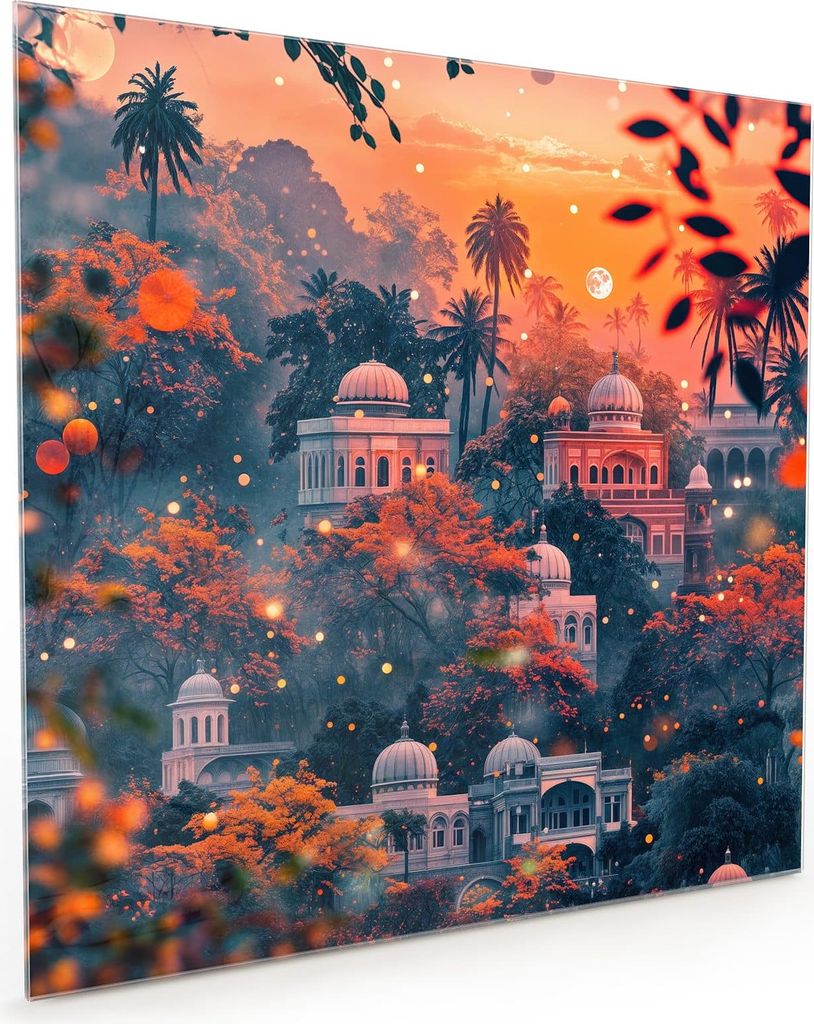 Küchenrückwand Spritzschutz Glas mit Motiv Traumhafter Tempel 40 x 40 cm