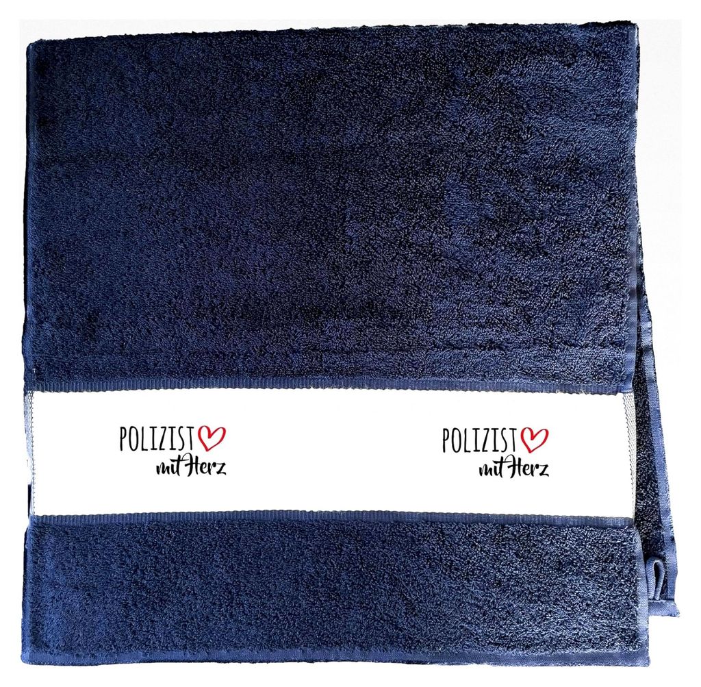 Sporthandtuch Polizist mit Herz 50x100cm French Navy Baumwolle