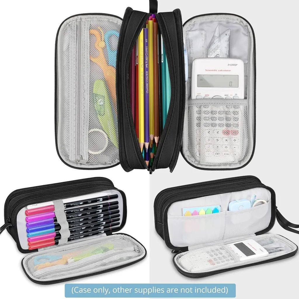 Trousse à Crayons Haute Capacité 3 Compartiments en Tissu Robuste - 2