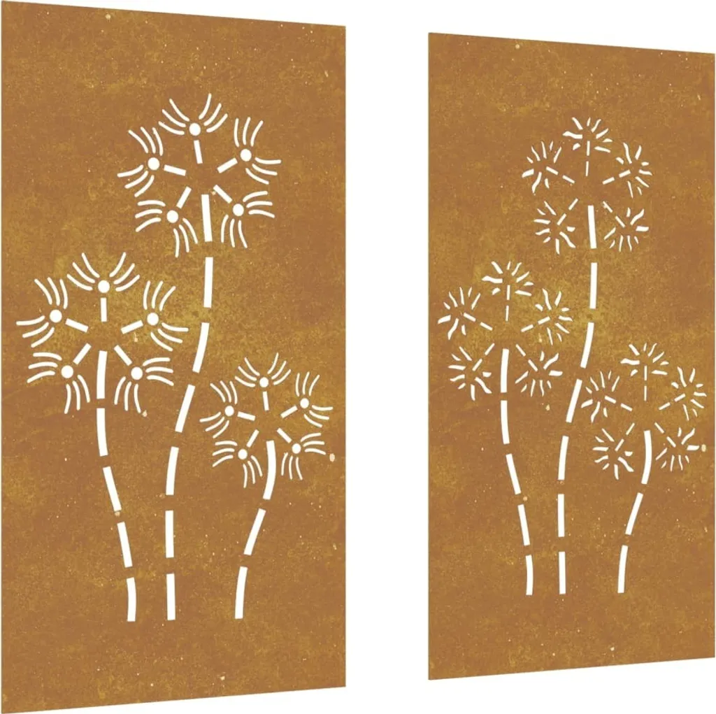 Décorations murales de jardin 2pcs 105x55 cm design fleur en métal noir