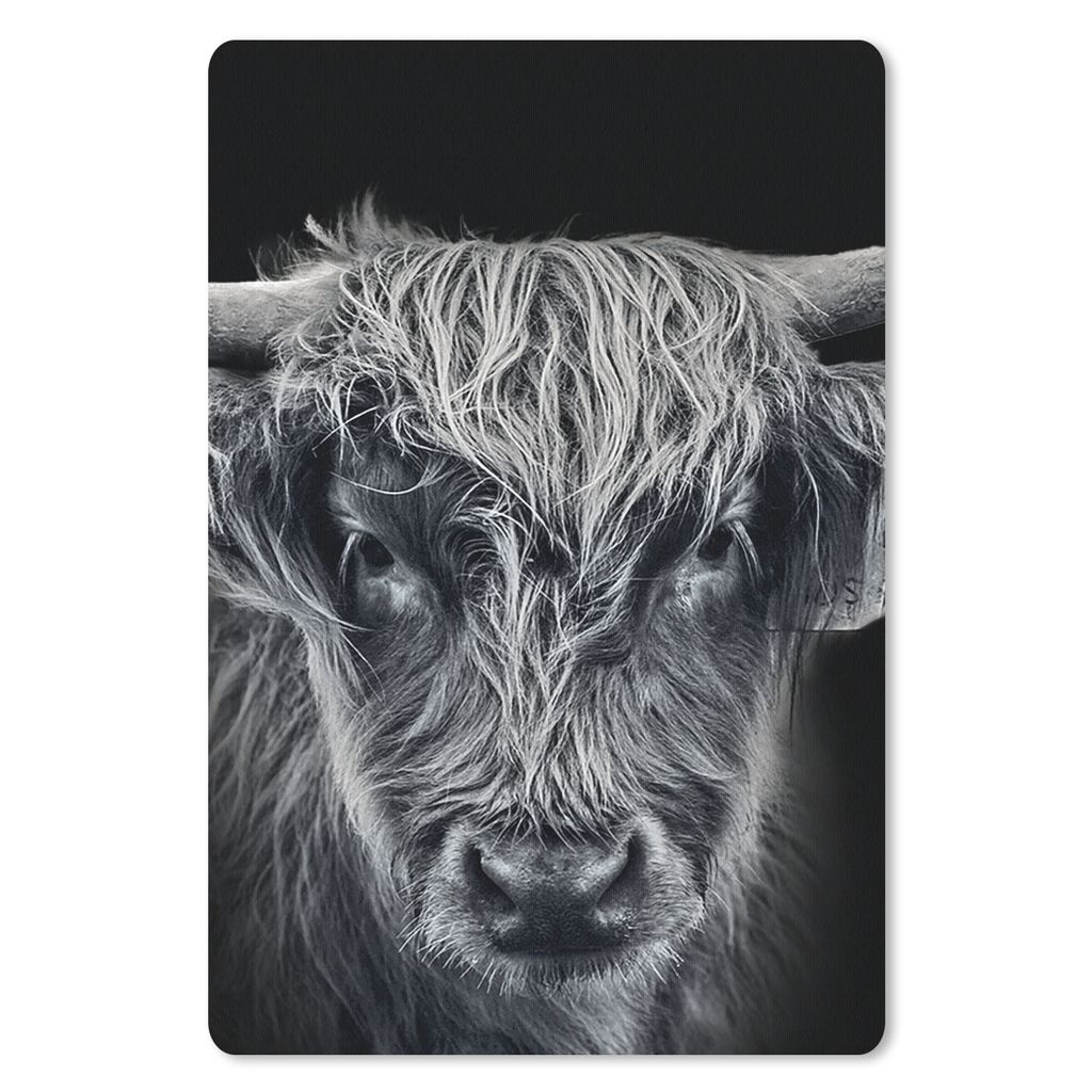 MuchoWow Mauspad Mousepad Schottischer Highlander - Schwarz - Kuh - Tiere 40x60 cm - Mousepads - Maus Mat - Pad - Mausunterlage - Schreibtisch Ac...