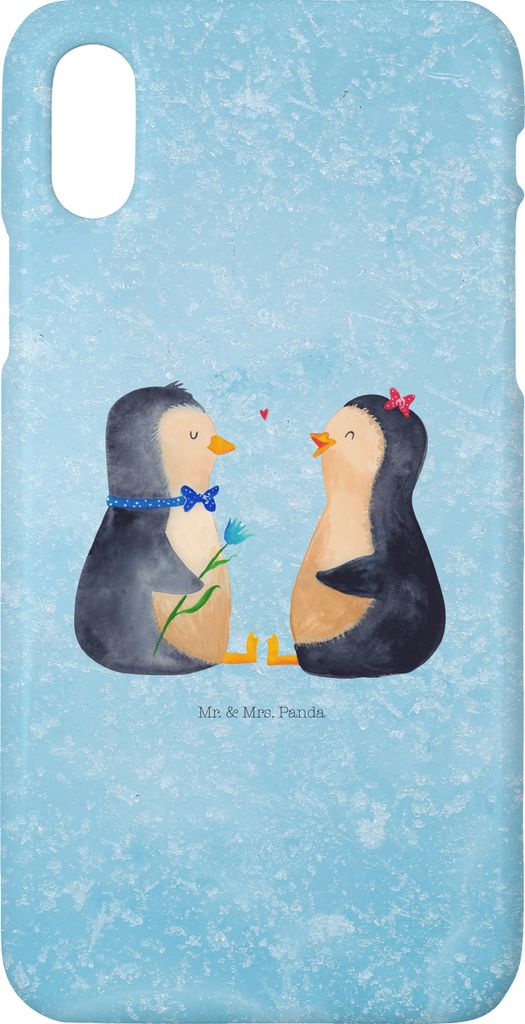 Mr. & Mrs. Panda Iphone 10 Handyhülle Pinguin Pärchen - Eisblau - Geschenk, Handy, Hochzeitstag, Cover, X, Hülle, Traumpaar, Liebe, Verknallt