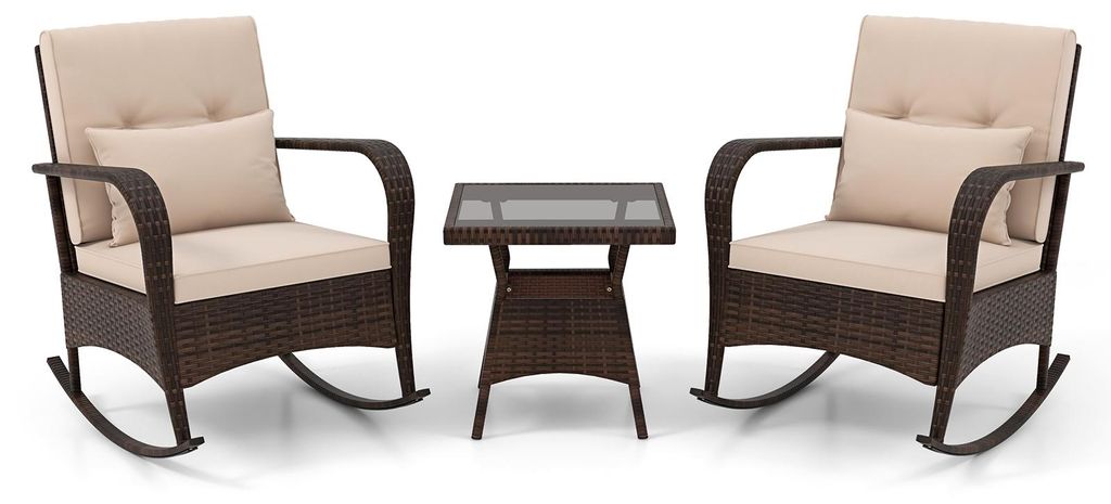 KOMFOTTEU 3-teiliges Gartenmöbel Set, 2 Rattan Produktbild 