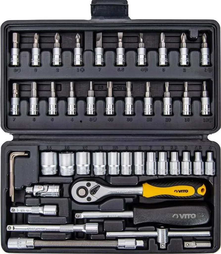 Set de cliquet 1/4 VITO 46 pièces pour mécanicien et bricoleur averti