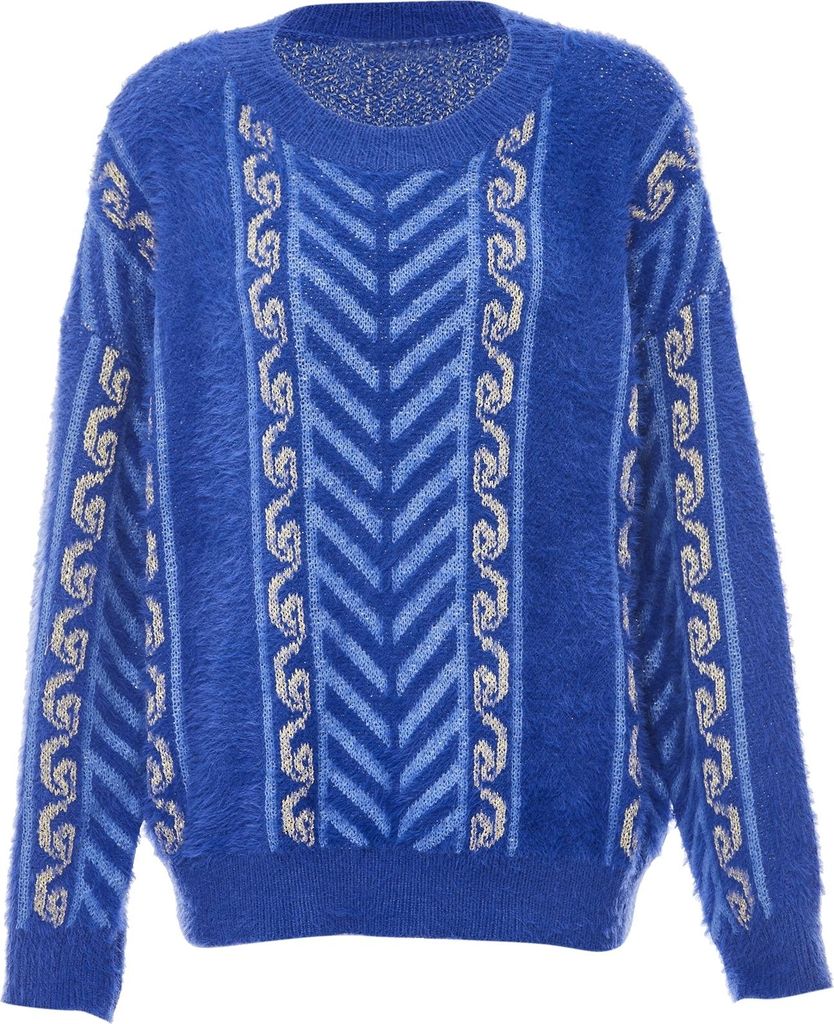 ebeeza damen strickpullover - königsblau, M