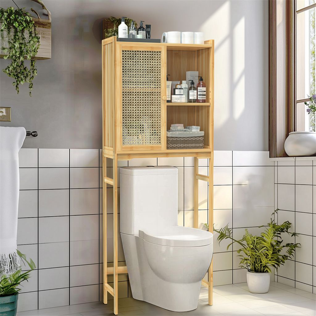 WISFOR Badregal Toilettenregal, Badezimmerregal mit Schrank Produktbild 2