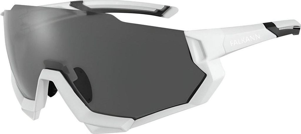 Falkann Rush Fahrradbrille Set – Polarisierte Sport- & Sonnenbrille mit 5 Wechselgläsern – UV400 Schutz – Weiß/Schwarz