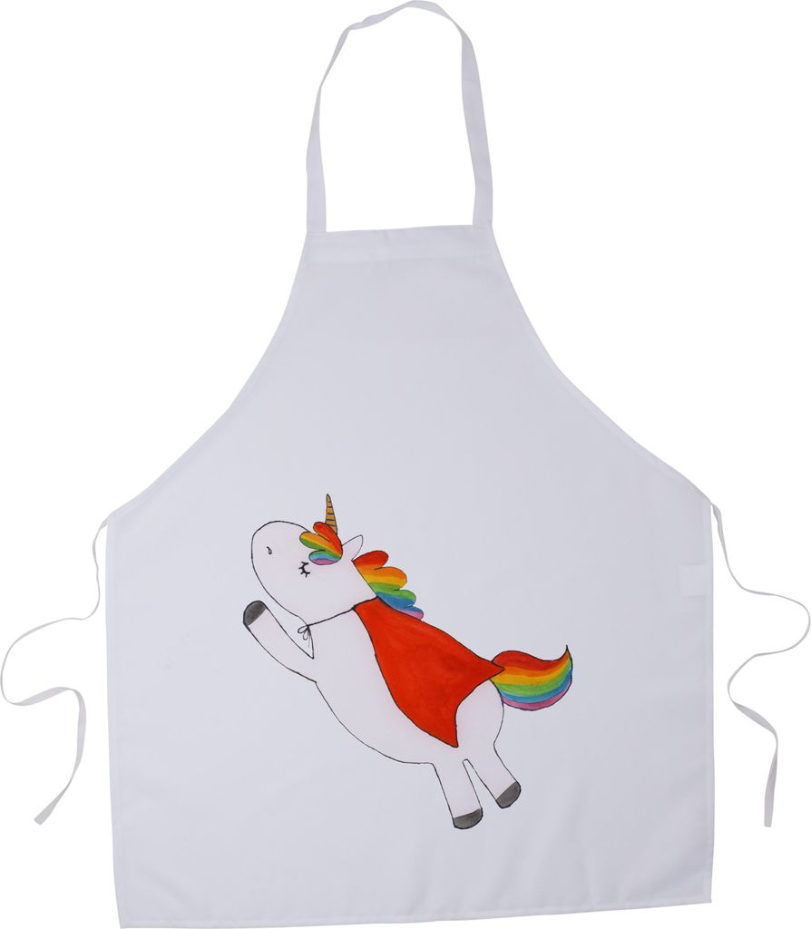 Mr. & Mrs. Panda Kochschürze Einhorn Super - Weiß - Geschenk, Gastro Schürze, Einhörner, Superheld, Grillschürze, Grill, Unicorn, Held, Küche...