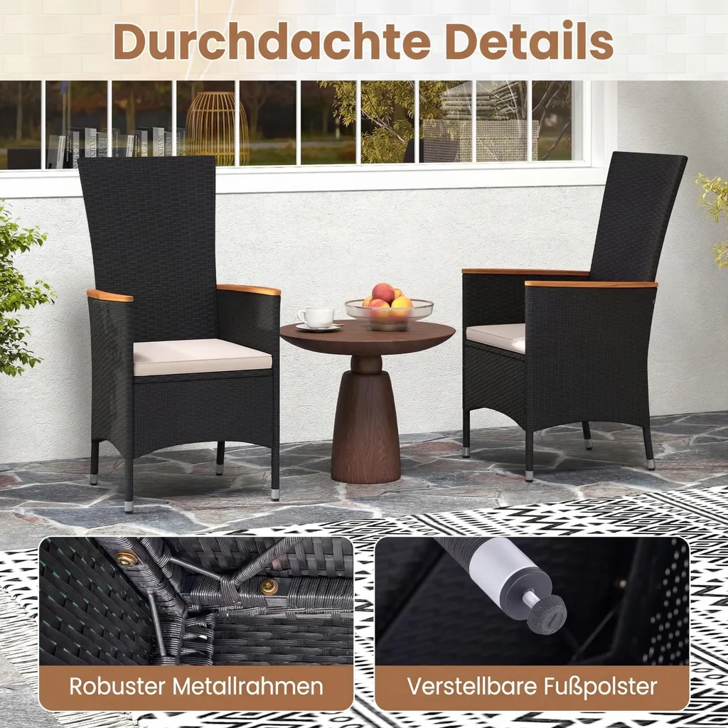 Chaises de Balcon Résistantes aux Intempéries et Confortables Beige - 7