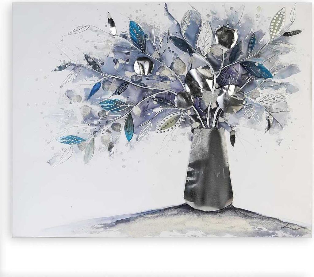 Casablanca Ölbild Vase of Flowers nachtblau 100x80cm Höhe: 80 cm Breite: 100 cm 31997