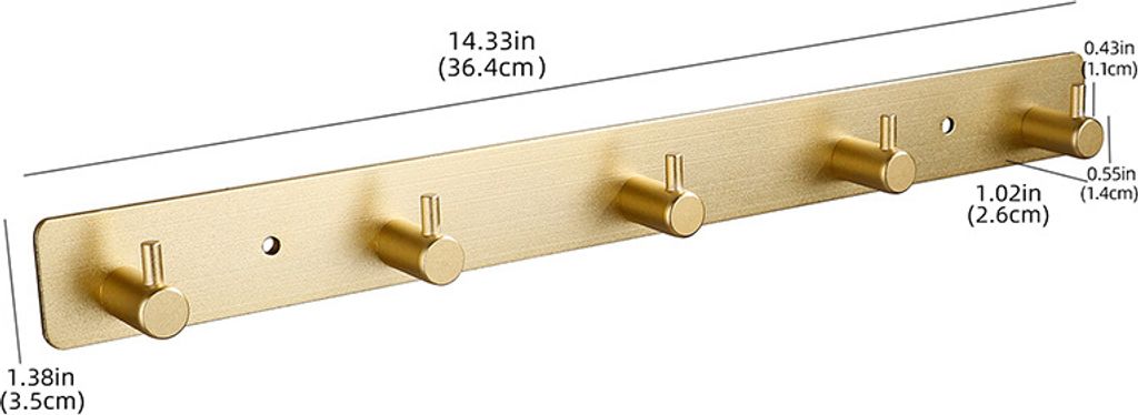 INF Appendiabiti da parete dorato a 5 ganci - Installazione Immagine del prodotto 