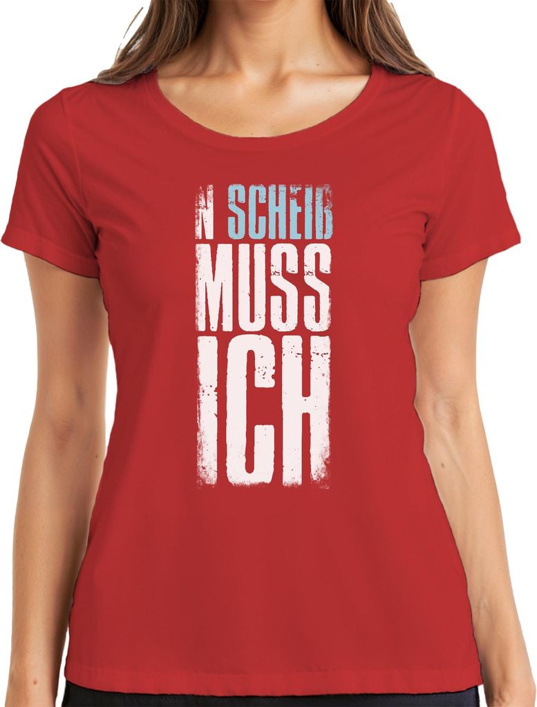N Scheiss muss ich Spruch Lustig Arbeitsmuffel Faulheit Party Damen T-Shirt, Rot, S