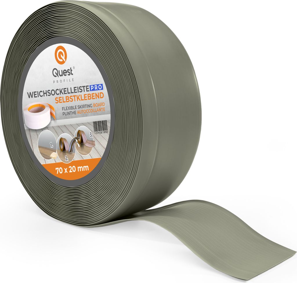 QUEST Weichsockelleiste 70x20mm, 10m, Flexibel Bodenleiste, Produktbild 