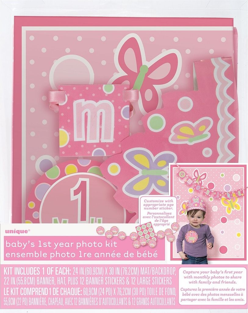 Unique Party - Photobooth-Requisiten, 1. Geburtstag 5er-Pack - Karton SG32222 (Einheitsgröße) (Pink)