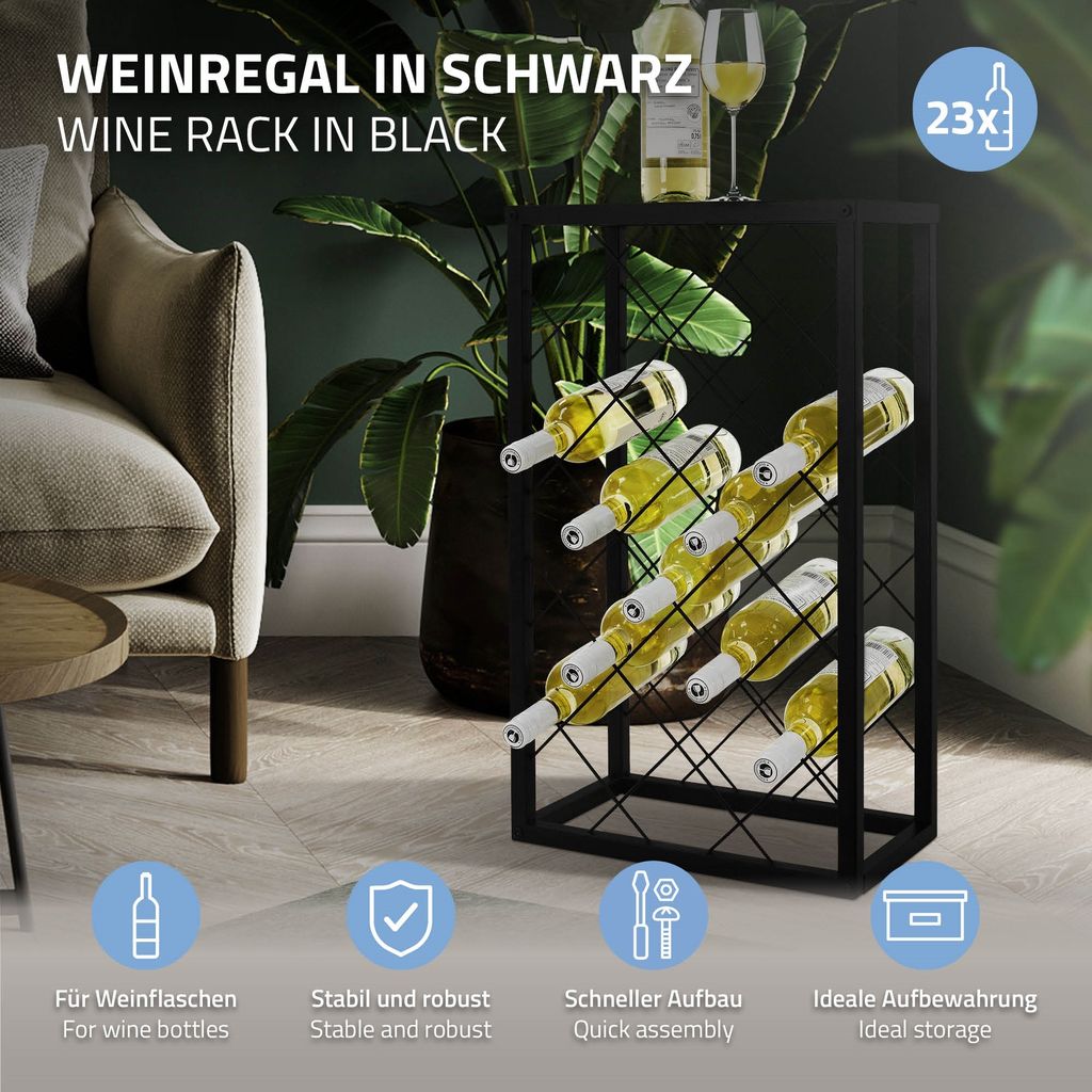 Cranville Wine Racks Klassische 15 -Flasche Schwarz Gebeiztem