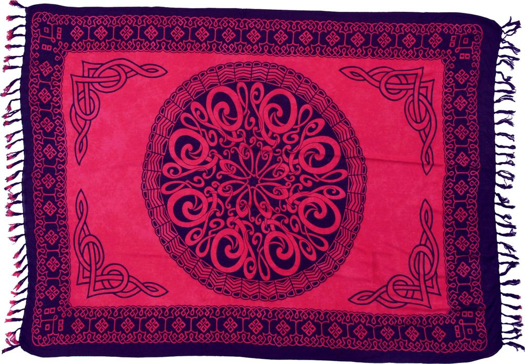 Bali Sarong, Wandbehang, Wickelrock, Sarongkleid - Celtic Rot, Uni, Viskose, 160*100*0,5 cm, Sarongs & Tücher