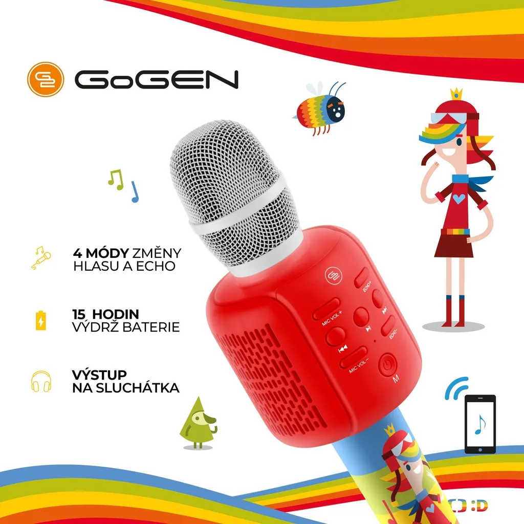 Micro rétro GoGEN Déco rouge filaire : finition robuste et son clair
