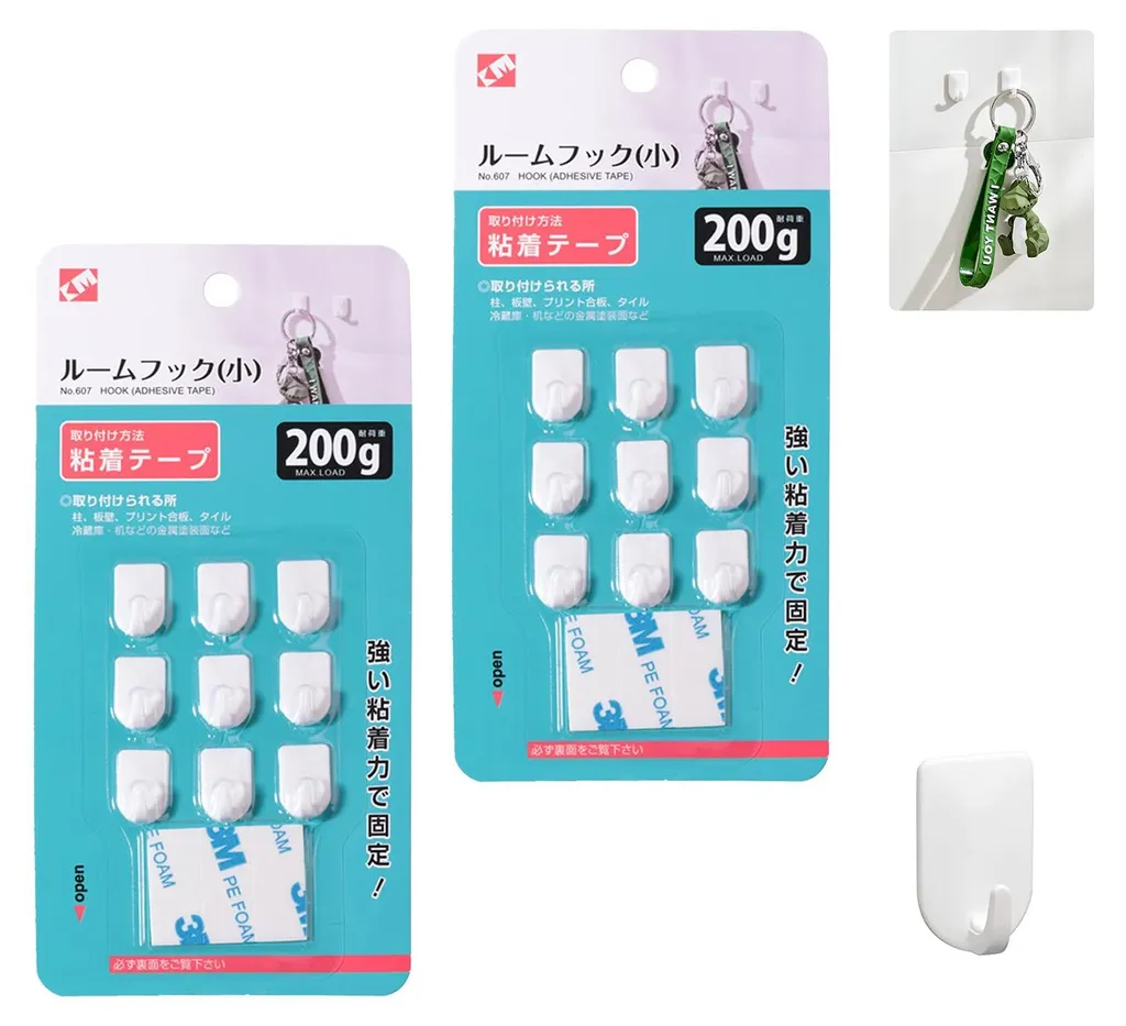 Fixation murale sans percer 18 mini-crochets pour salle de bain et salon