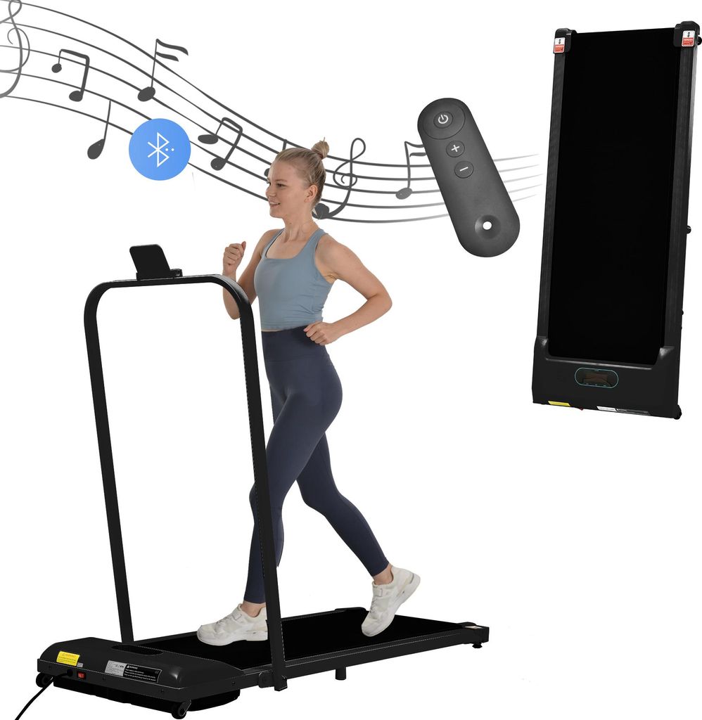 Laufband, Klapplaufband mit Fernbedienun 1-6km/h Geschwindigkeit mit LED-Display & Bluetooth Lautsprecher&Telefonhalterung,Laufband für Zuhause & ...