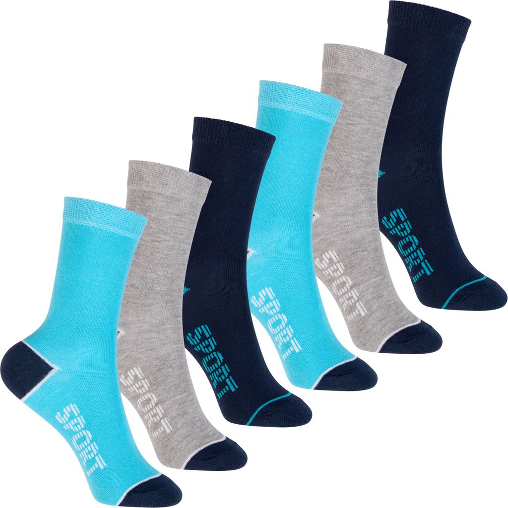 Footstar Bunte Baumwollsocken für Kinder (6er-Pack) - Mix Blau-Grau