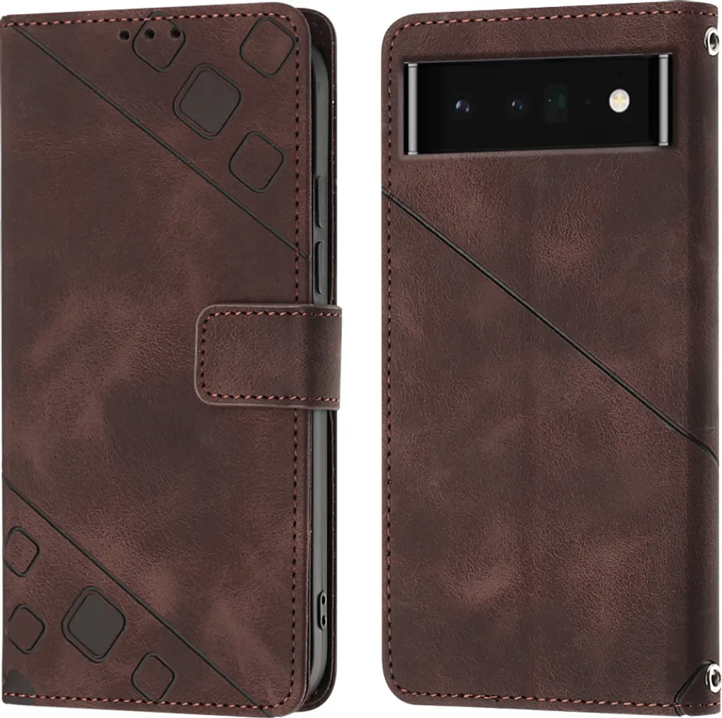 Custodia a Libro Pixel 6 Pro Marrone Rilievo - Glamour & Protezione