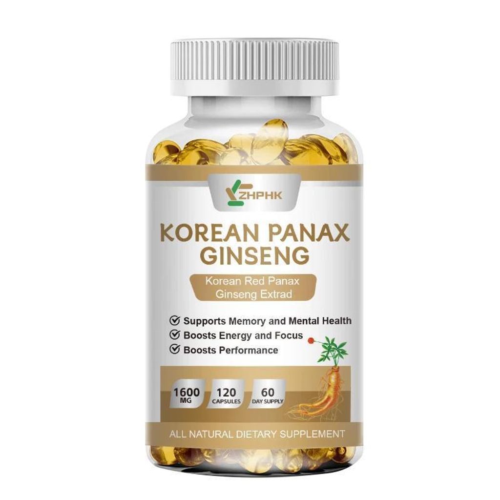 Koreanischer roter Ginseng Panax 1600 mg (120 Kapseln) Nahrungsergänzungsmittel, Energie, Ausdauer, Libido, Immunsystem, Gedächtnis, Konzentration