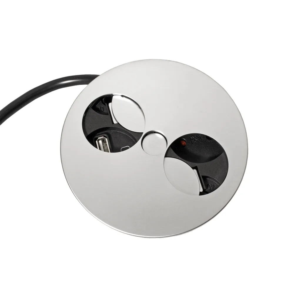 Chargeur USB et Prise TWIST Bachmann Chrome Mat Design Extra-Plat - 3