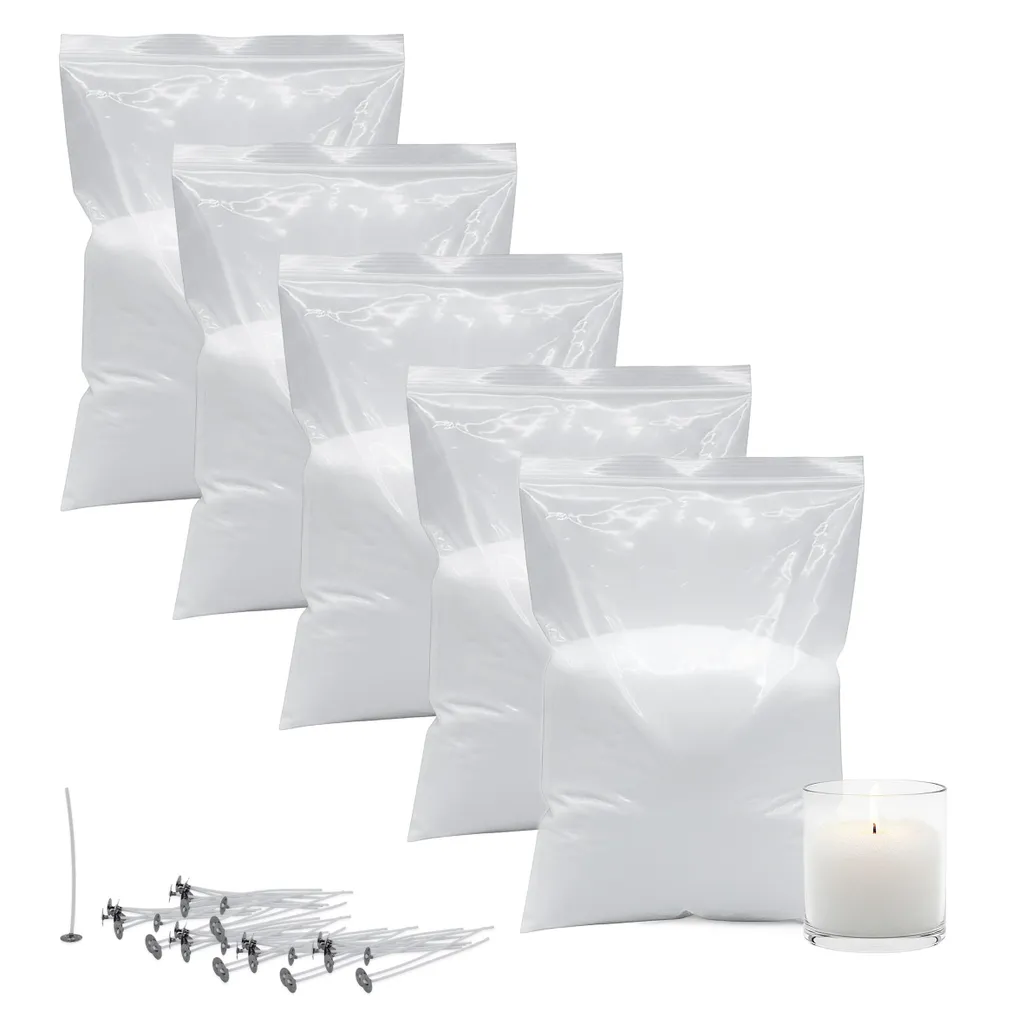 Paraffine Blanche 5 Kg pour Bougies avec 50 Mèches Offertes - Kit DIY
