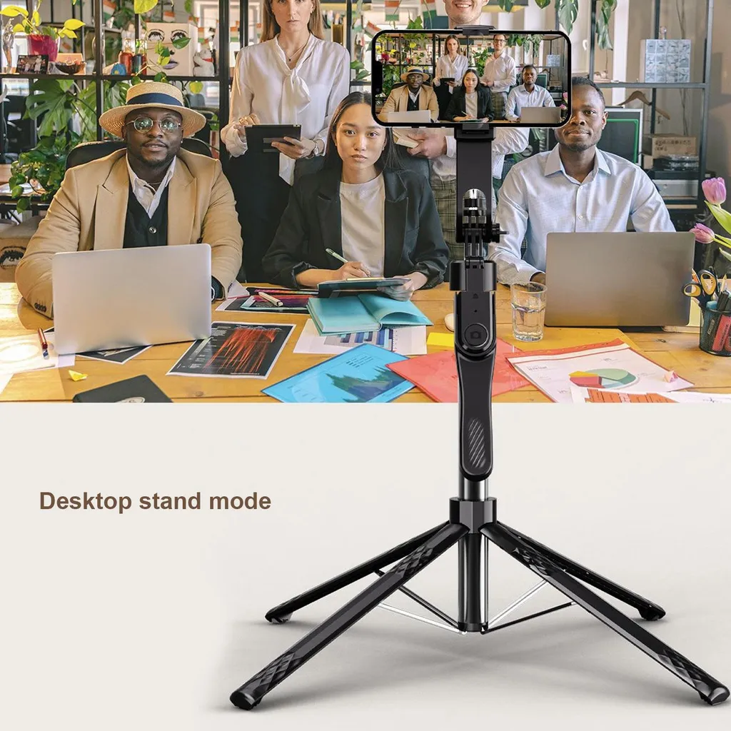 Perche selfie pour voyage 185 cm : quadripode aluminium et Bluetooth - 5