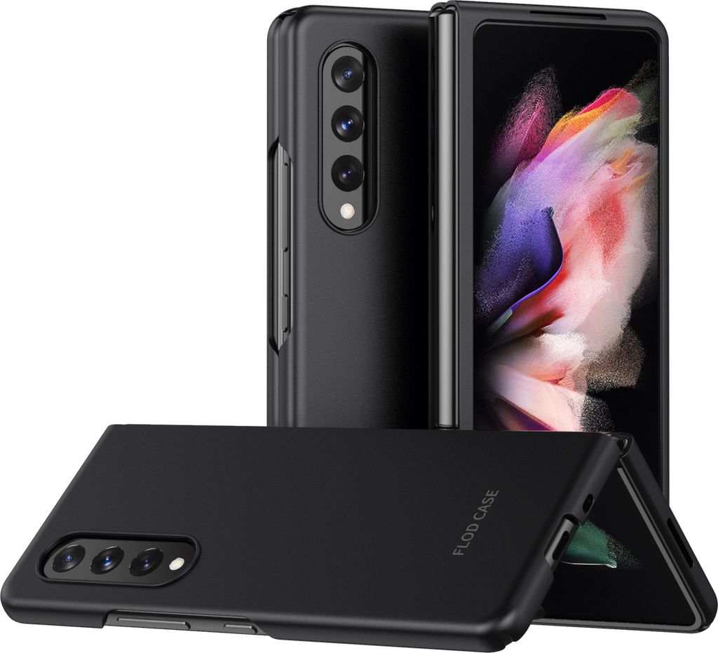 Galaxy Z Fold3 5G Hülle, Ultra dünn Folable Matt PC Handyhülle Stoßfest Kratzfest Schutzhülle für Samsung Galaxy Z Fold 3 5G Schwarz