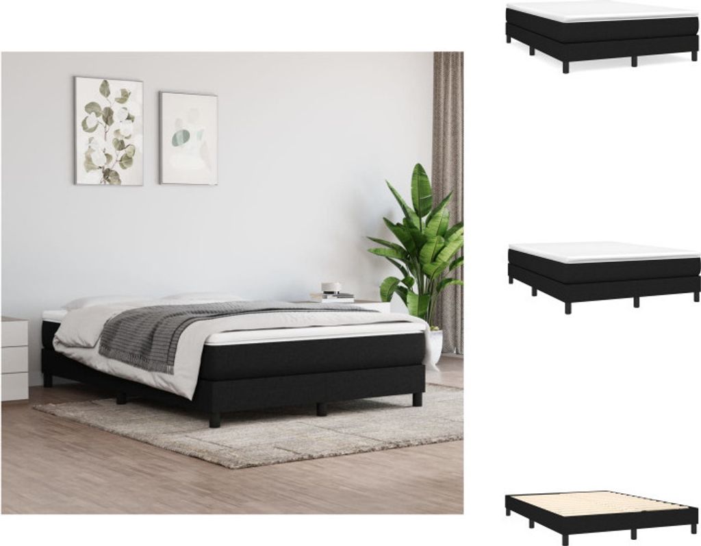 vidaXL Boxspringbett Schwarz 140x190 cm Stoff - Betten & Bettgestelle