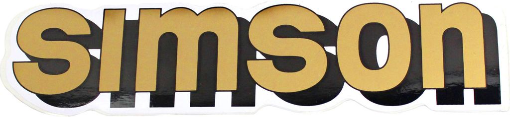 Aufkleber für Tank, Sticker mit Schriftzug Simson in Gold, Maße 215mm x 48 mm, Klebefolie, Fahrzeug Beklebung