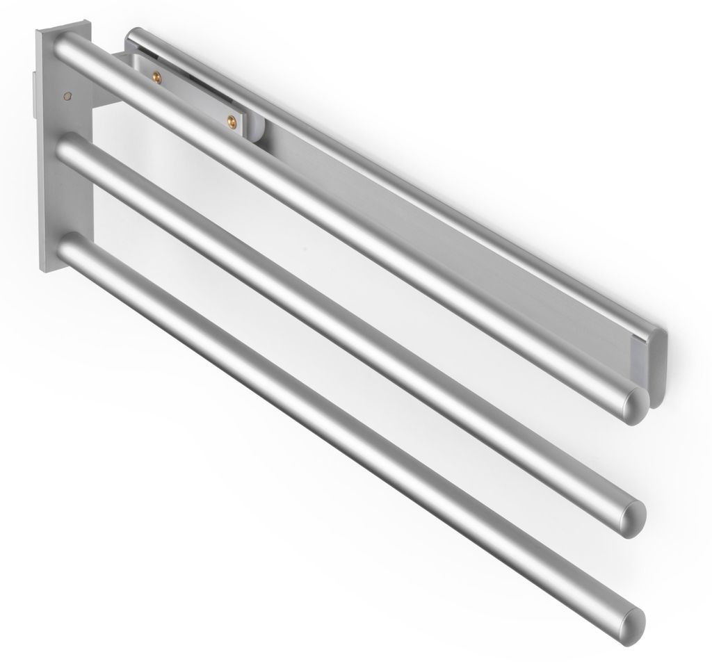 Emuca Wysuwany wieszak na ręczniki, 3 ramiona, Aluminium, Zdjęcie produktu 