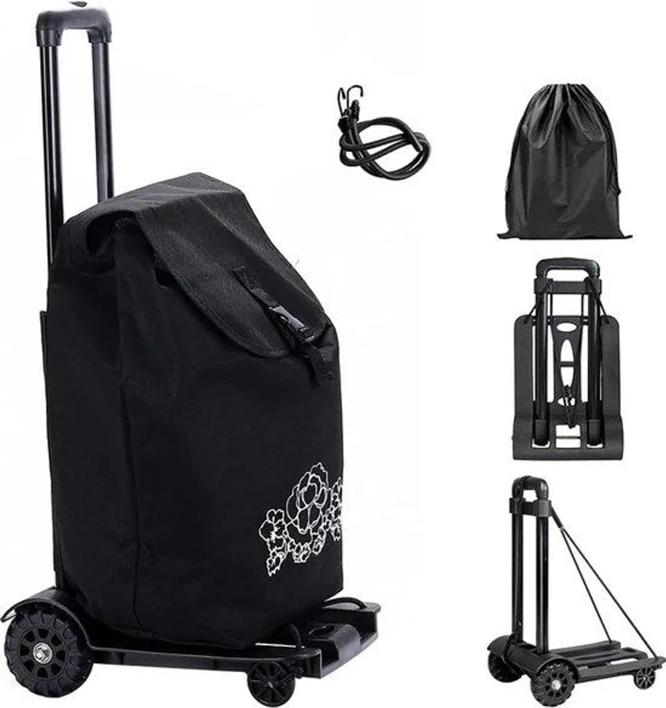 Chariot de transport pour bagages et courses pliable charge 50 kg noir