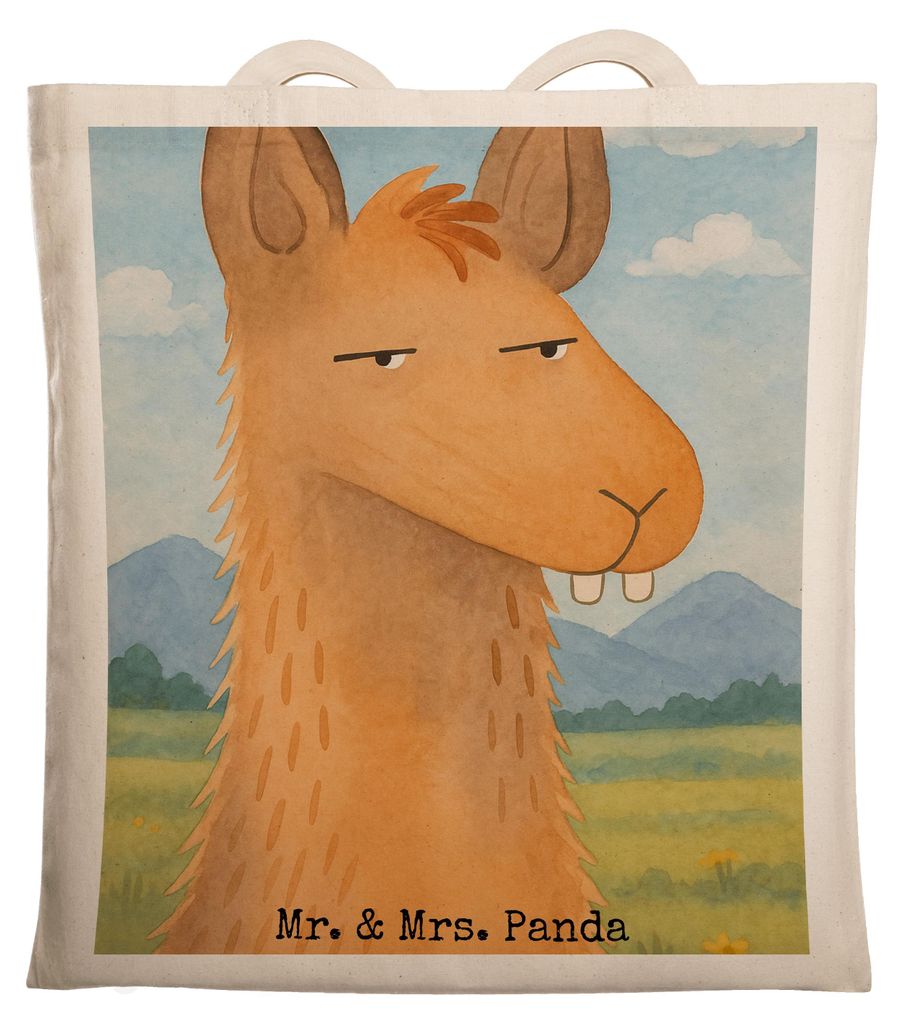 Mr. & Mrs. Panda Tote Bag Lamakopf Genervt Design - Weiß - Geschenk, Einkaufstasche, Lama, festival tasche, Freundin, Azubi, Laptoptasche, Chef, B...