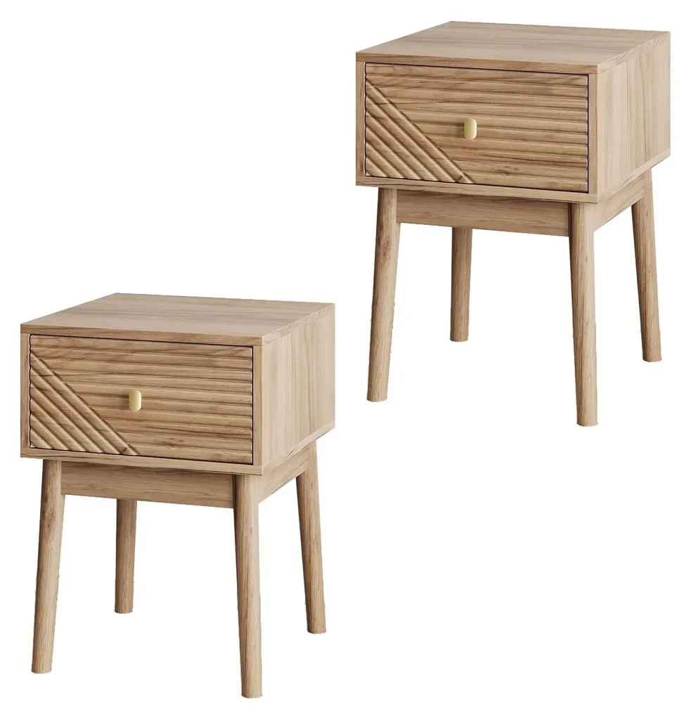 Table de chevet pour chambre parentale - Lot de 2 meubles bois et métal