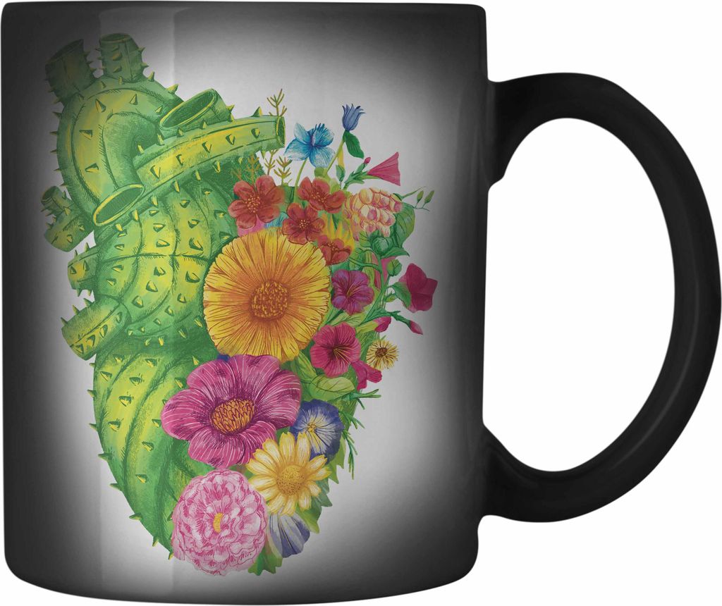Trendation - Herz Farbwechsel Zauber-Tasse Valentinstag Gärtner Gärtnerin Karabiner Farbwechsel Zauber-Tasse Edelstahl Geschenk für Sie Ihn Lieb...
