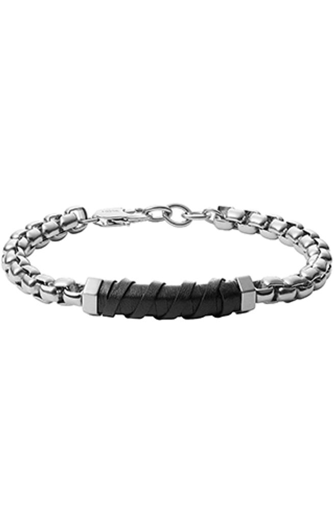 Fossil JF03631040 Herren Armband Edelstahl Silber schwarz 23 cm